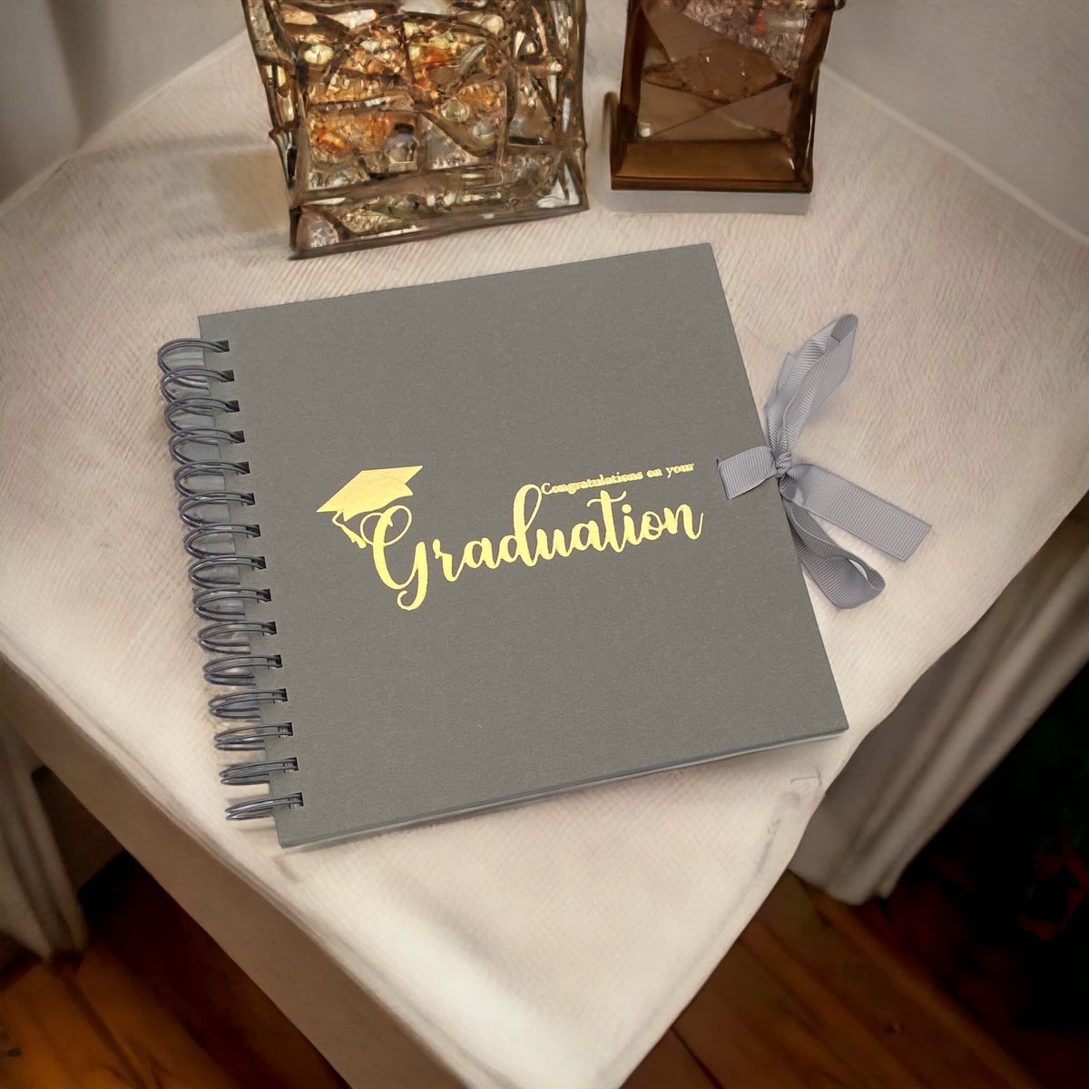 Buy Graduation Memories Grey Guest Book or Scrapbook Album Gold