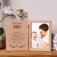 Personalised Uncle Remembrance In Loving Memory Photo Frame Gift Solid Oak Wood