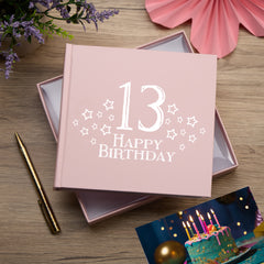 13th Birthday Pink Photo Album Gift For Her With Star Design