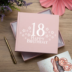 18th Birthday Pink Photo Album Gift For Her With Star Design