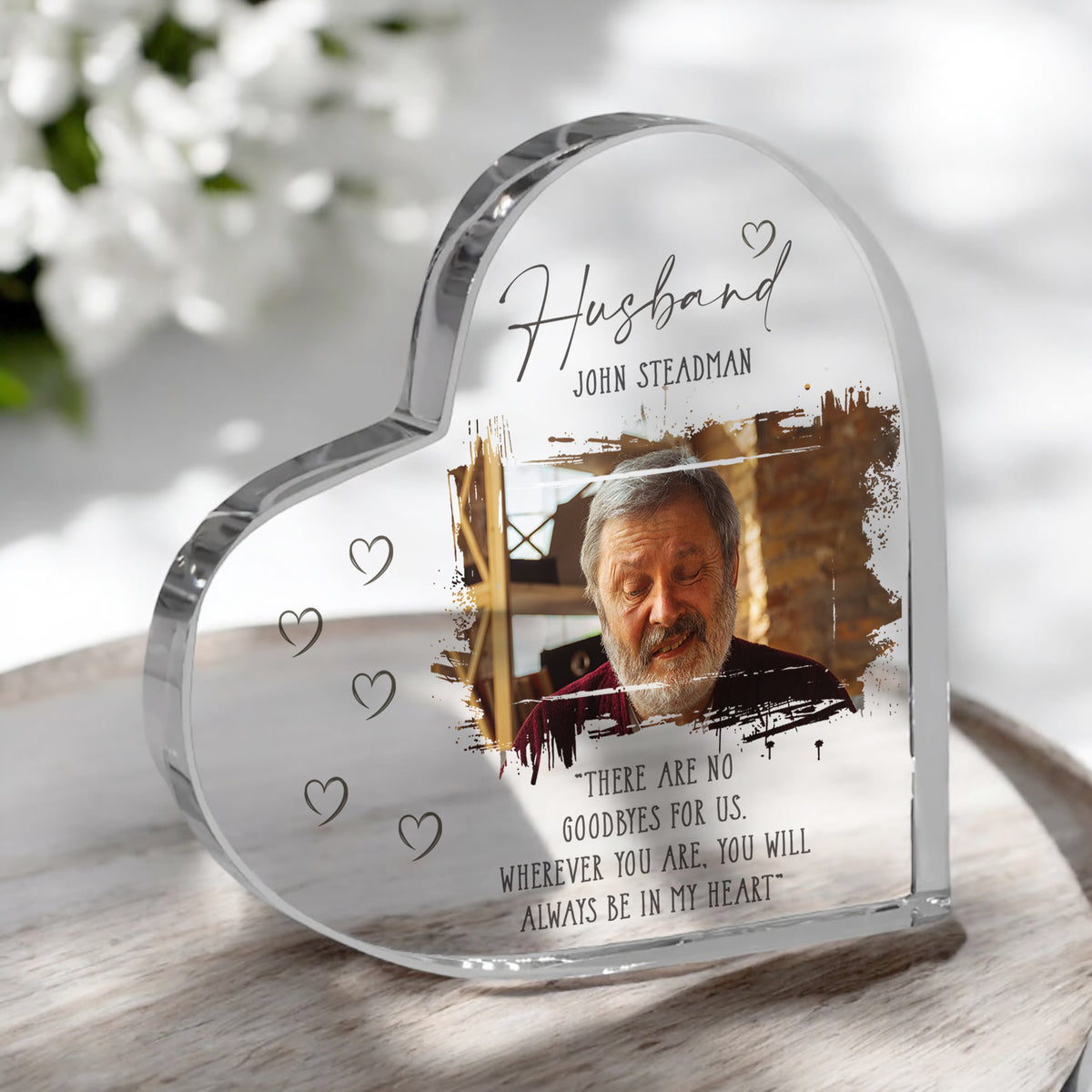 Husband Memorial Keepsake | Acrylic Block Remembrance Heart with Photo | Bereavement Sympathy Condolence Gift | 10x10x2cm