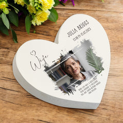 Personalised Wife Sympathy Memorial Heart Gift With Photo