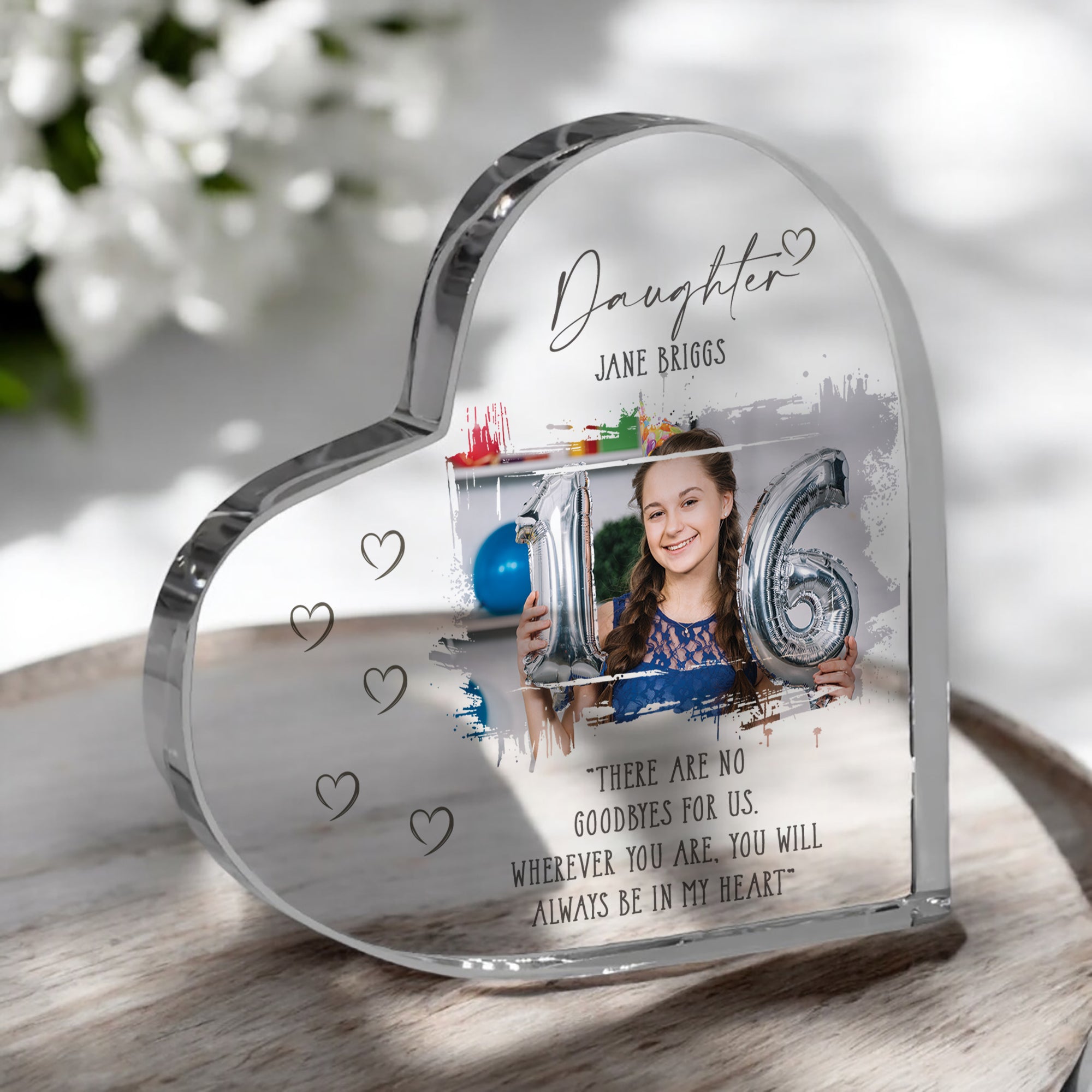 Daughter Memorial Keepsake | Acrylic Block Remembrance Heart with Photo | Bereavement Sympathy Condolence Gift | 10x10x2cm