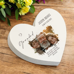 Personalised Grandad Sympathy Memorial Heart Gift With Photo