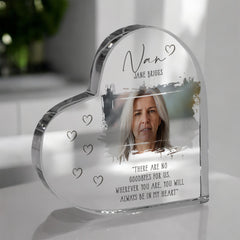 Nan Memorial Keepsake | Acrylic Block Remembrance Heart with Photo | Bereavement Sympathy Condolence Gift | 10x10x2cm