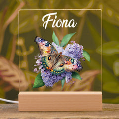 Personalised Butterfly On Wildflower Gift Night Light Bedroom