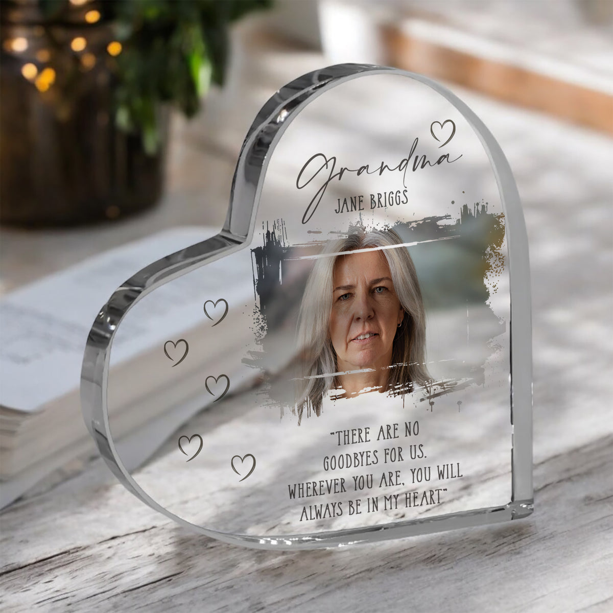 Grandma Memorial Keepsake | Acrylic Block Remembrance Heart with Photo | Bereavement Sympathy Condolence Gift | 10x10x2cm