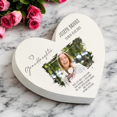 Personalised Granddaughter Sympathy Memorial Heart Gift With Photo