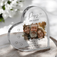 Pops Memorial Keepsake | Acrylic Block Remembrance Heart with Photo | Bereavement Sympathy Condolence Gift | 10x10x2cm