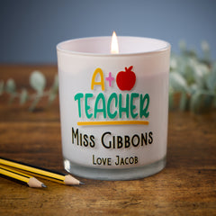 Beautiful Embellished A Plus Teacher Candle Jar Gift