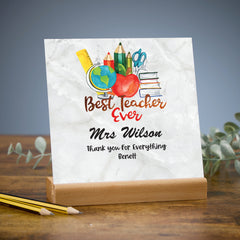 Teacher Thank You Gift Table Sign Plaque With Stationary