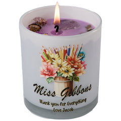 Beautiful Embellished Teacher Candle Jar Gift With Floral Pencil Pot