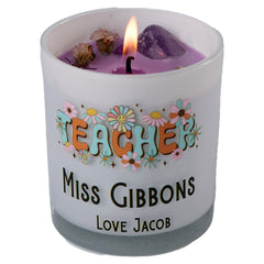 Beautiful Embellished Teacher Candle Jar Gift With Flowers