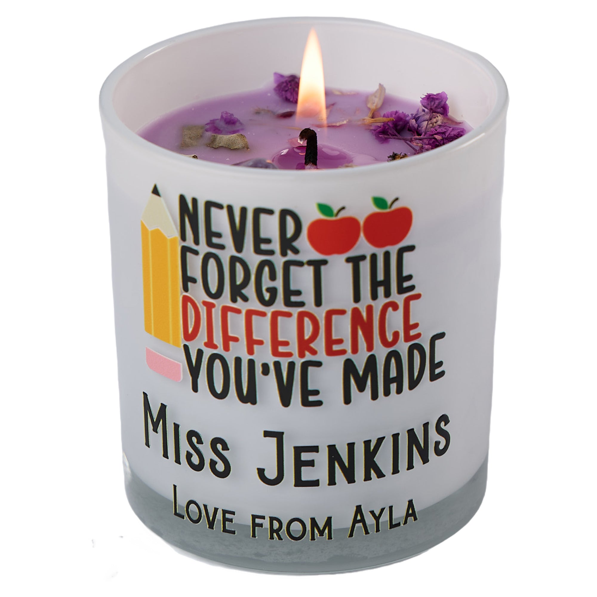 Beautiful Embellished Teacher Candle Jar Gift Never Forget