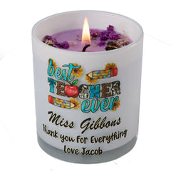 Beautiful Embellished Best Teacher Ever Candle Jar Gift