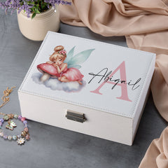 Personalised Girls Fairy On Cloud Large Jewellery Box Gift Customized