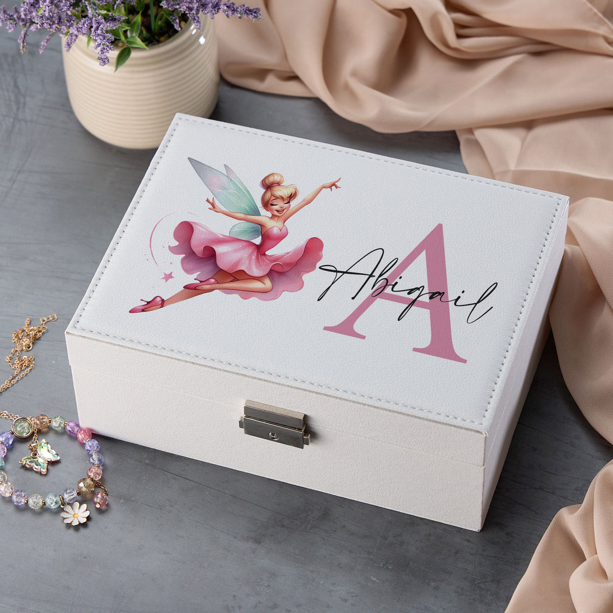 Personalised Girls Fairy Ballerina Large Jewellery Box Gift Customized