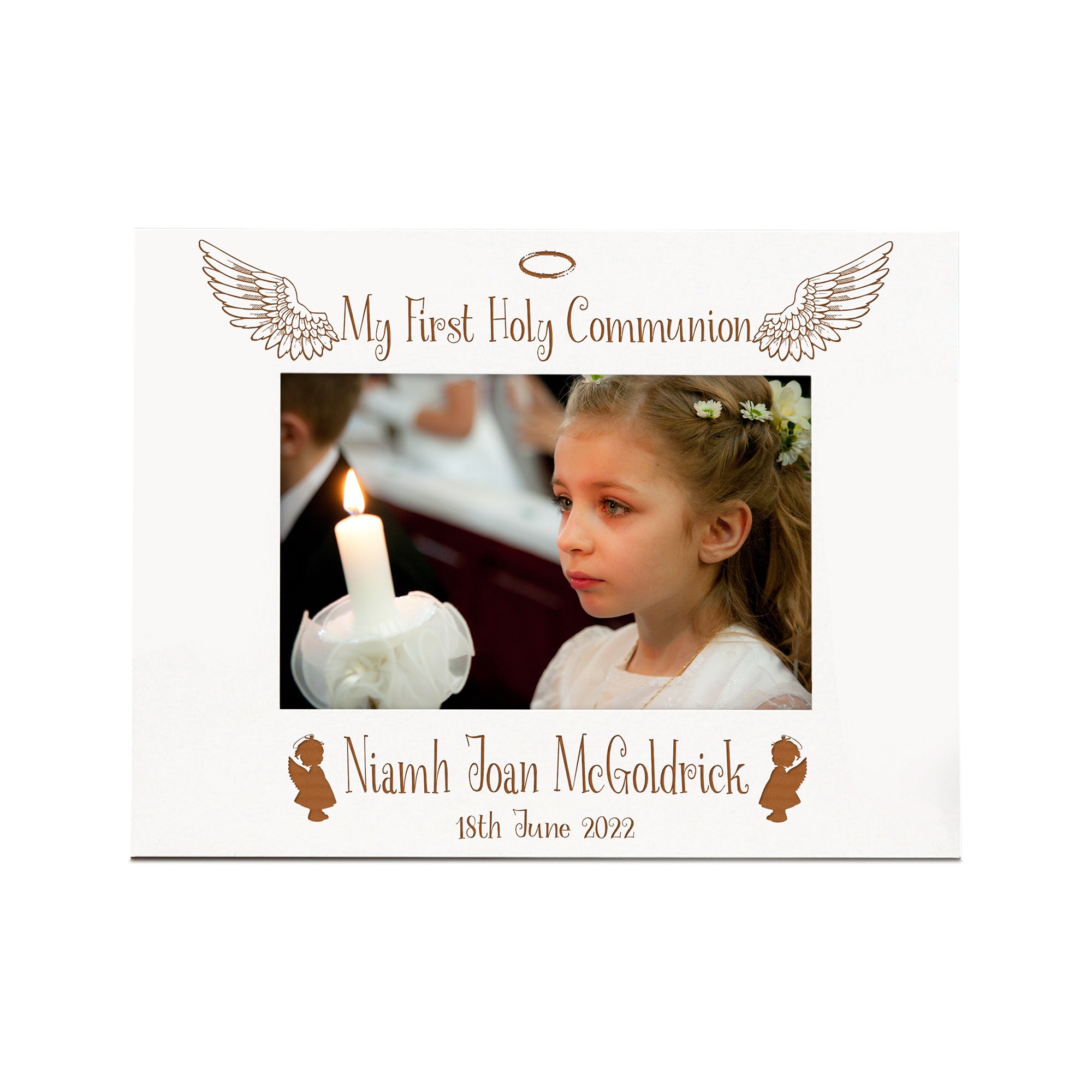 White Girls First Holy Communion Personalised Photo Frame Gift