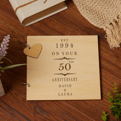 50th Anniversary Personalised Engraved Wooden Album Scrapbook For Memories