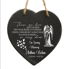 Personalised Prayer Angel Memorial Condolence Slate Heart Engraved