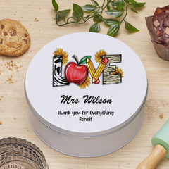 Personalised Love Teacher Gift Cake Or Cookie Tin