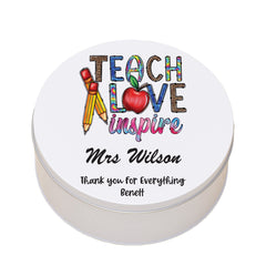 Personalised Teacher Gift Cake Or Cookie Tin Love and Inspire