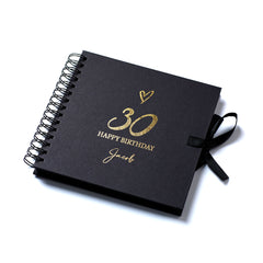 Personalised Black Love Heart Any age Birthday Scrapbook, Guest Book or Photo Album Gift 16th, 18th, 21st, 30th, 40th, 50th, 60th, 70th, 80th