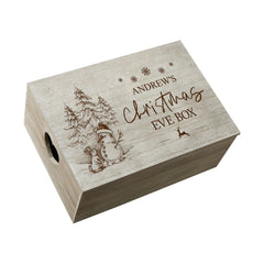 Personalised Large Christmas Eve Crate Keepsake Box With Snowman