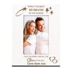 Personalised Husband White Engraved Wooden Photo Frame Gift