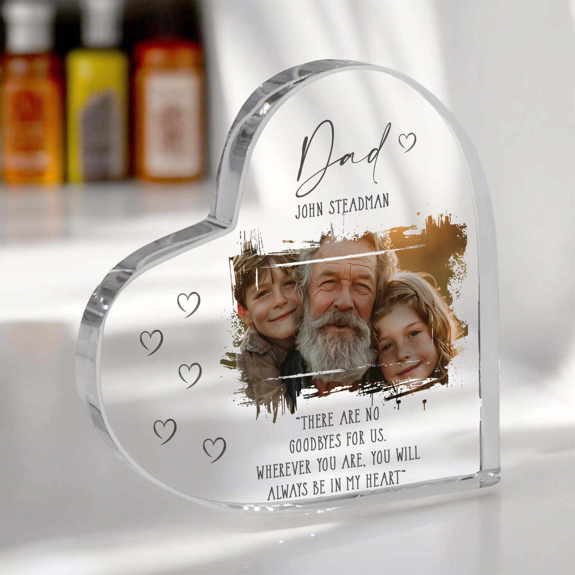 Dad Memorial Keepsake | Acrylic Block Remembrance Heart with Photo | Bereavement Sympathy Condolence Gift | 10x10x2cm