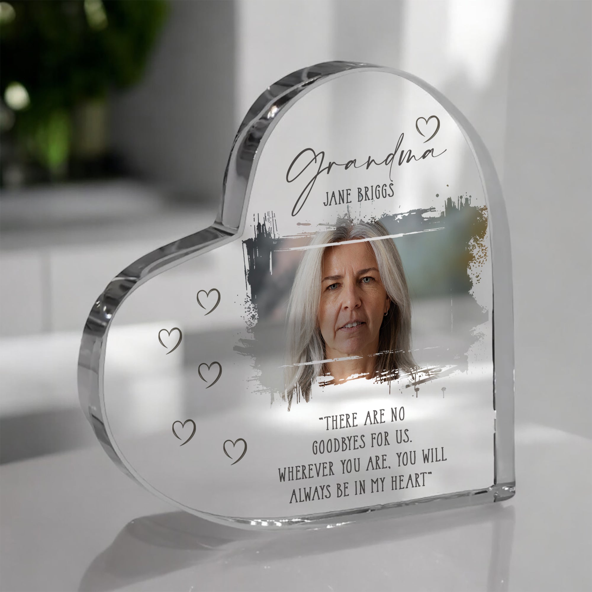 Grandma Memorial Keepsake | Acrylic Block Remembrance Heart with Photo | Bereavement Sympathy Condolence Gift | 10x10x2cm