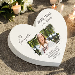 Personalised Daughter Sympathy Memorial Heart Gift With Photo