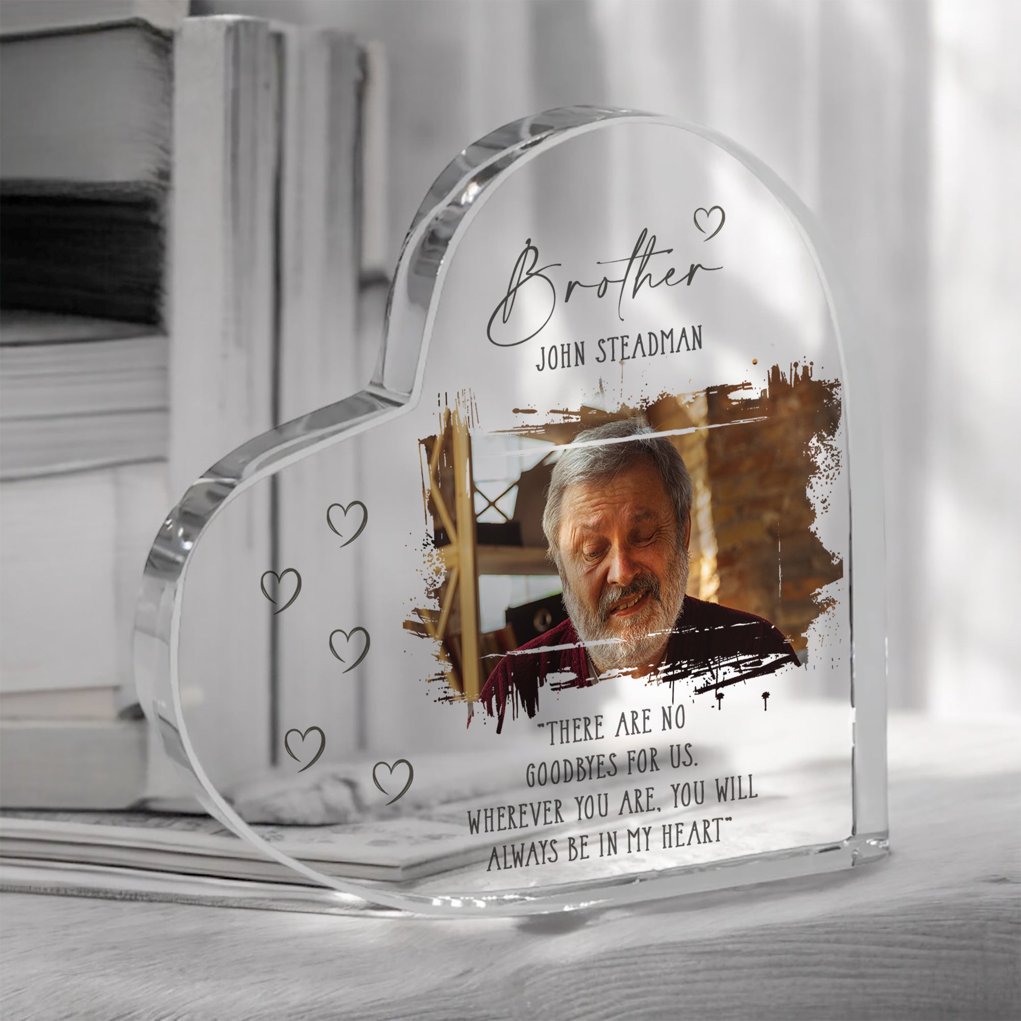 Brother Memorial Keepsake | Acrylic Block Remembrance Heart with Photo | Bereavement Sympathy Condolence Gift | 10x10x2cm