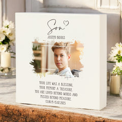 Personalised Son Memorial Sympathy Plaque Indoor or Outdoor With Photo