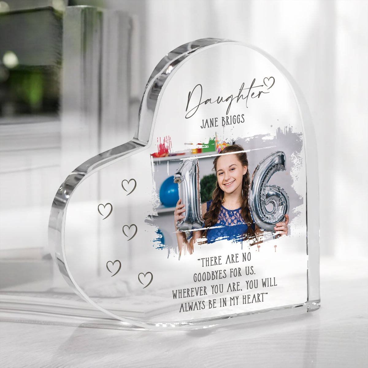 Daughter Memorial Keepsake | Acrylic Block Remembrance Heart with Photo | Bereavement Sympathy Condolence Gift | 10x10x2cm