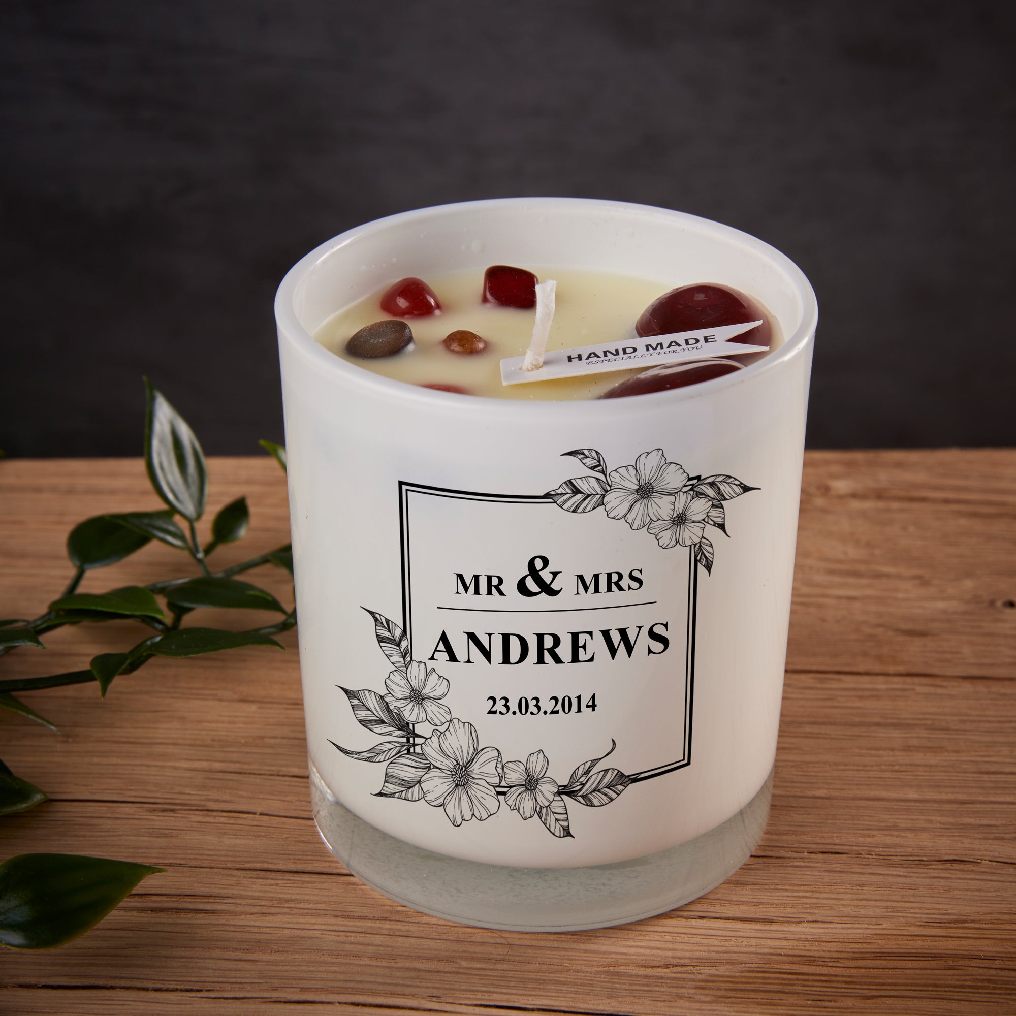 Beautiful Embellished Wedding Day or Anniversary Personalised Candle Gift