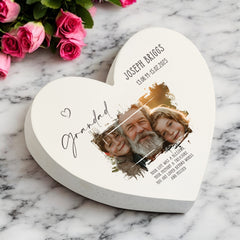 Personalised Grandad Sympathy Memorial Heart Gift With Photo