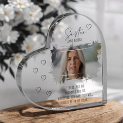 Sister Memorial Keepsake | Acrylic Block Remembrance Heart with Photo | Bereavement Sympathy Condolence Gift | 10x10x2cm