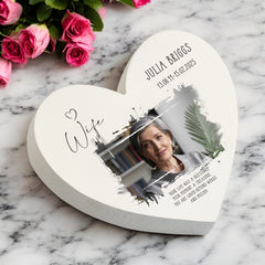 Personalised Wife Sympathy Memorial Heart Gift With Photo