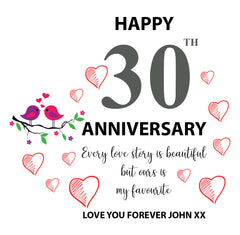 Beautiful Personalised 30th Wedding Anniversary Heart Block In Gift Box