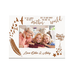 Personalised Happy Mothers Day White Wooden Photo Frame Gift