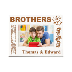 White Engraved Brothers Sentiment Personalised Photo Frame Gift