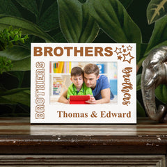 White Engraved Brothers Sentiment Personalised Photo Frame Gift