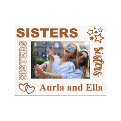 White Engraved Sisters Sentiment Personalised Photo Frame Gift