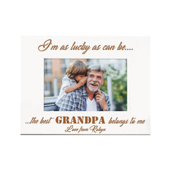 Personalised Best Grandpa Belongs To Me White Wooden Photo Frame Gift