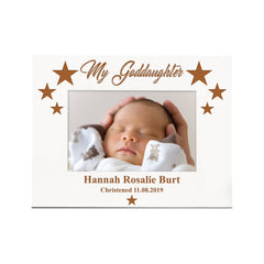 Personalised Goddaughter Engraved White Wooden Photo Frame Gift