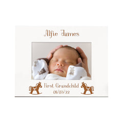 Personalised First Grandchild White Wooden Photo Frame Gift