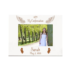 Personalised Girl's First Holy Confirmation White Wooden Photo Frame Gift