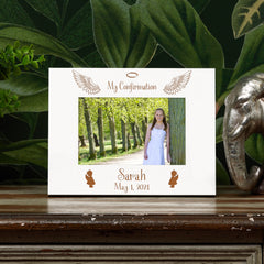 Personalised Girl's First Holy Confirmation White Wooden Photo Frame Gift