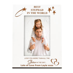 Personalised Best Stepdad White Wooden Photo Frame Gift